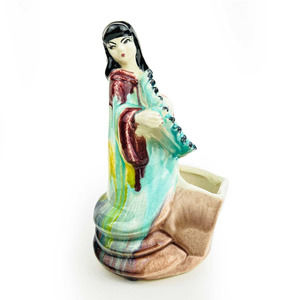 Vintage Asian Mid-Century Planter Geisha Girl with Fan Leslie Evans Furlong